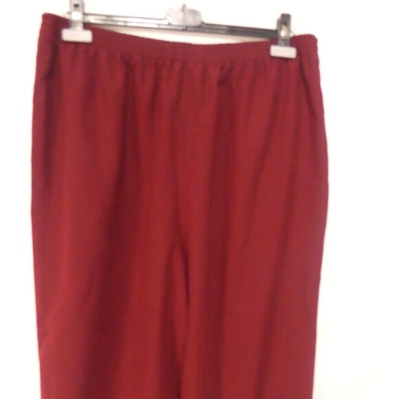 Handmade Burgundy Wide-Leg Lounge / Pajama Pants | 16 inch waist measured - Picture 12 of 14